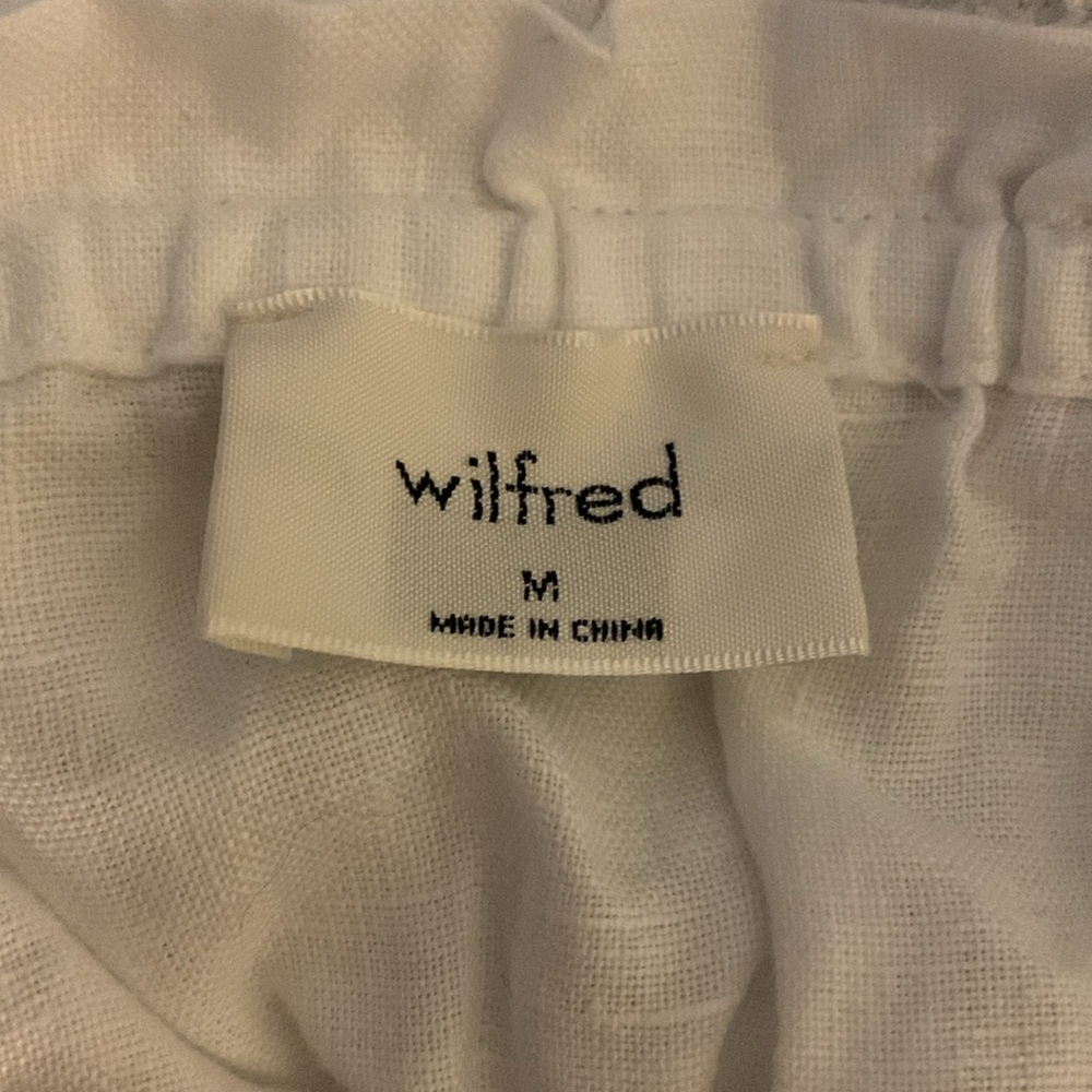 Aritzia Wilfred Ballad Smocked Linen Tie Strap Peplum Cami Top Size Medium - Picture 7 of 9